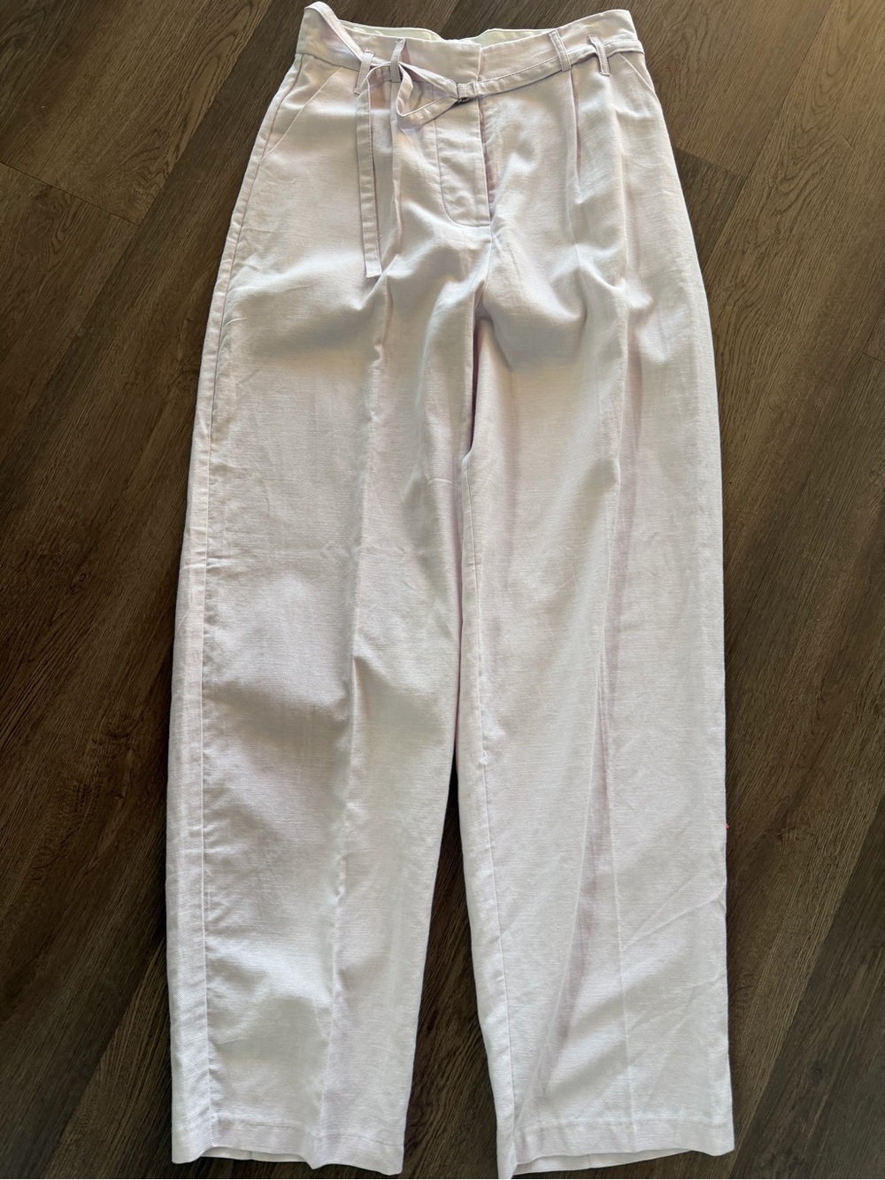 Topshop Pale Pink High-Waist Wide-Leg Tie-Belt Pants Sz 6